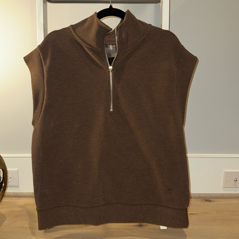 CALIA Carrie Underwood a half zip vest brown size medium